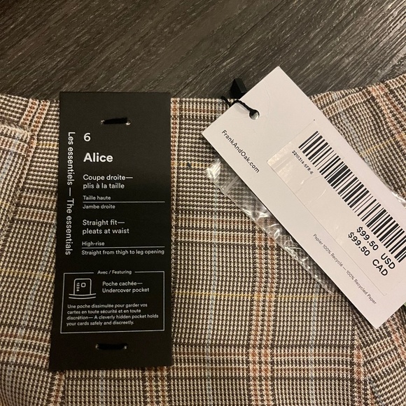 Frank and Oak Alice Straight Pant - Size 6 - Picture 4 of 4